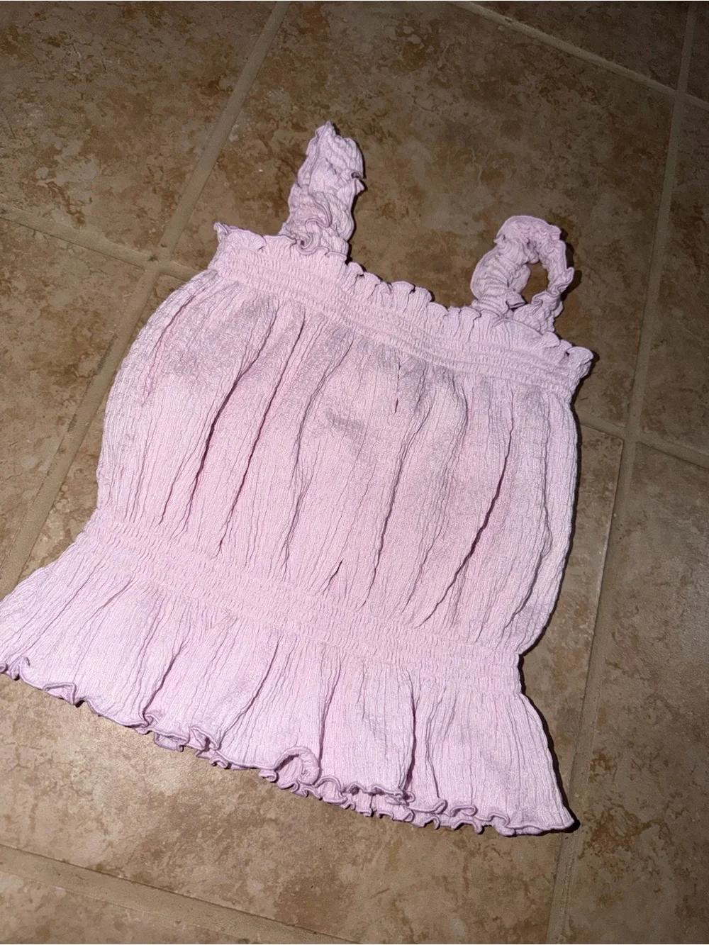 Old Navy Pastel Pink Ruffle Smocked Tank